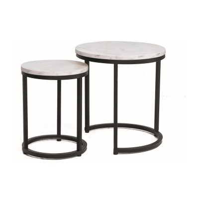 Комплект SIGNAL HOLA (2 стола журнальных) белый мрамор/черный